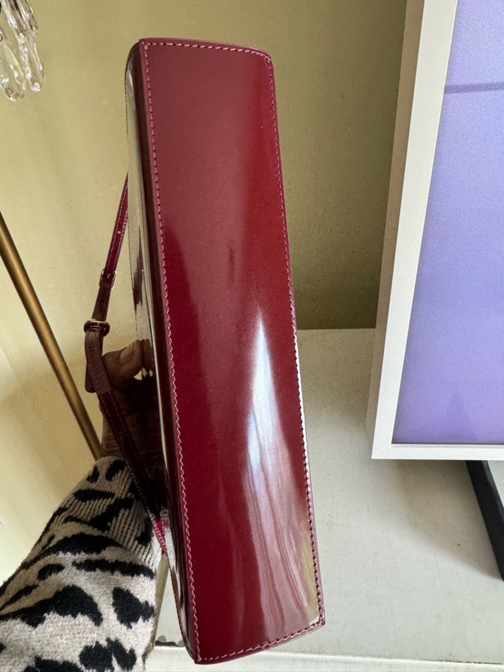Verafied Patent Dark cherry Women’s Leather Shoulder Bag - Picture 5 of 9